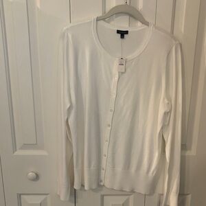 Talbots White Crewneck Button-Front Women's Cardigan New With Tags